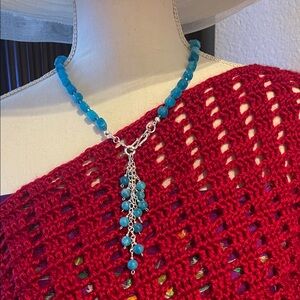 Elegant Blue Beaded Necklace with Silver Accents